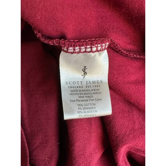 Scott James Collared Men's Size L Burgundy Front Pocket Polo Shirt - Picture 3 of 6